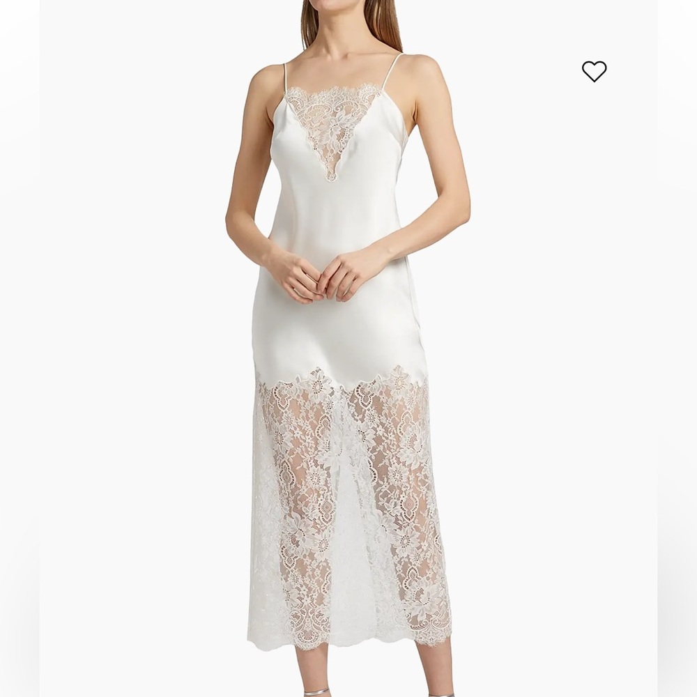 LoveShackFancy Amarissa White Lace Slip Dress